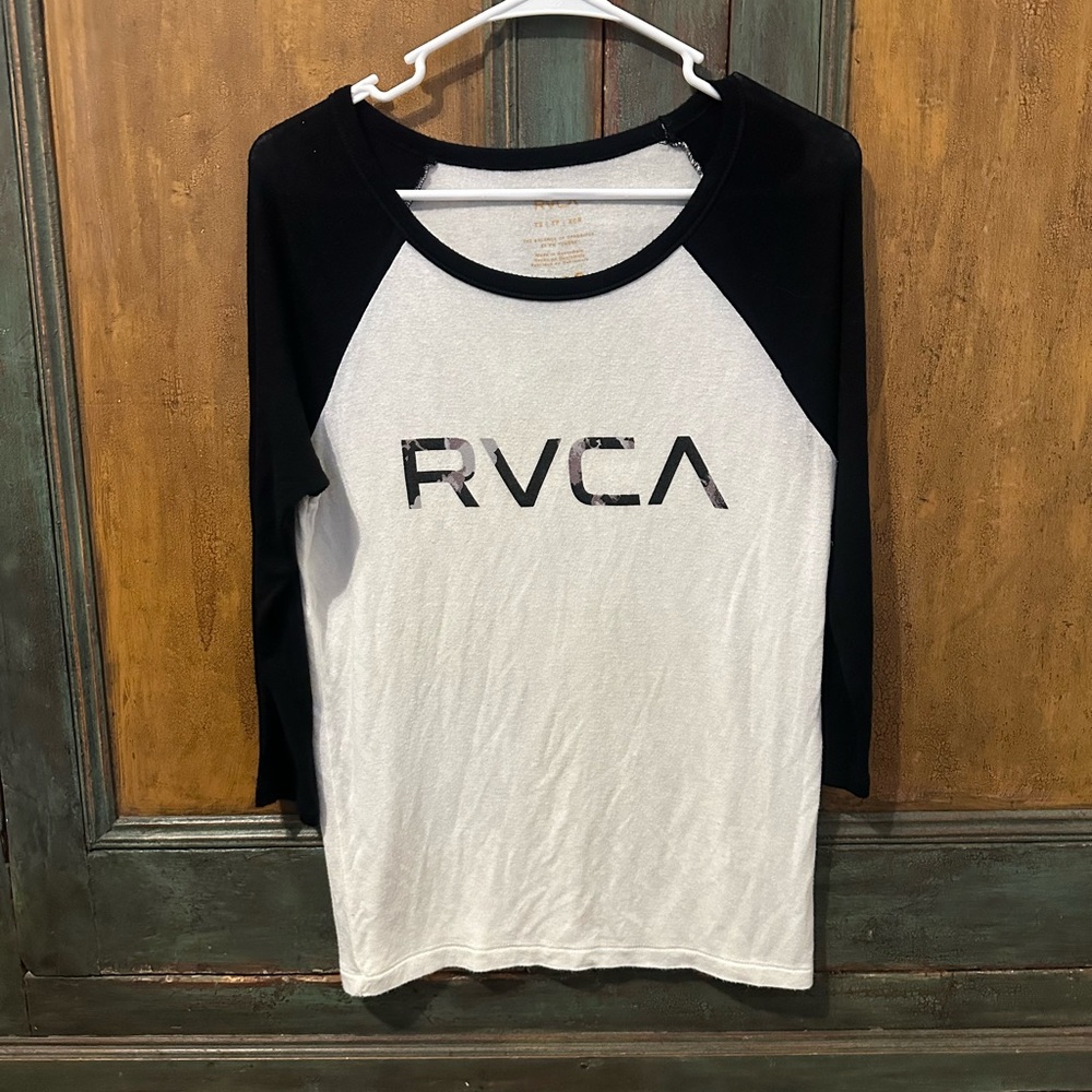 RVCA Long (3/4) Sleeve Top in White & Black Size XS